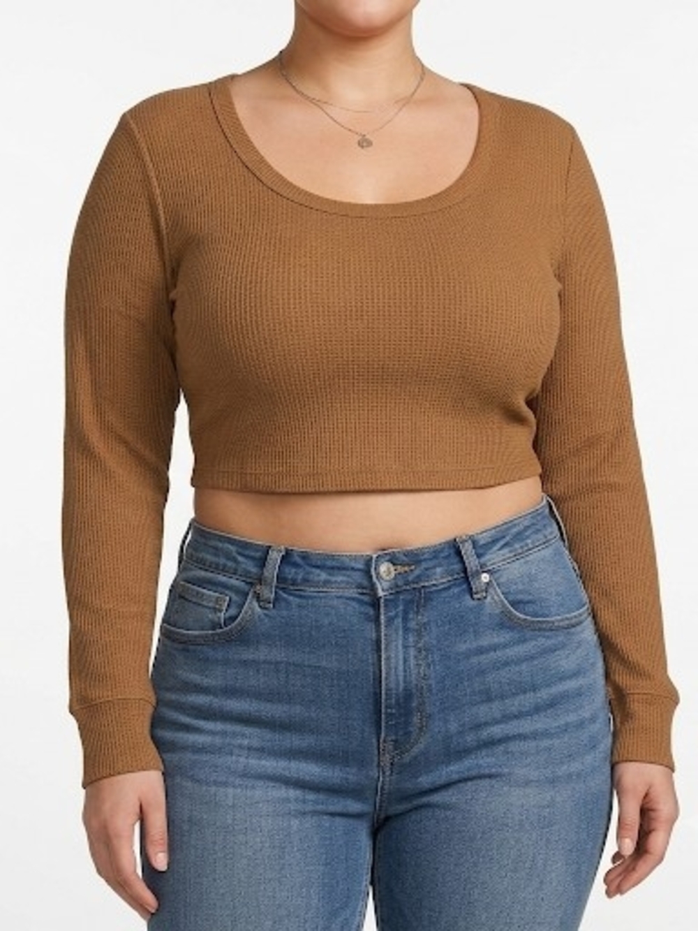 Women’s Cropped Long-Sleeve Top - Brown